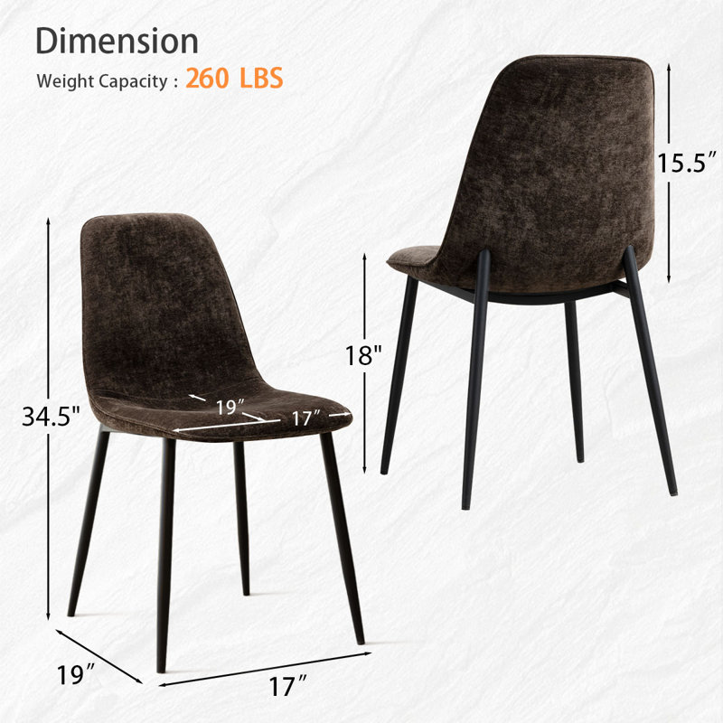 Upholstered Chenille Fabric Side Dining Chair (Set of 8), Chocolate Brown