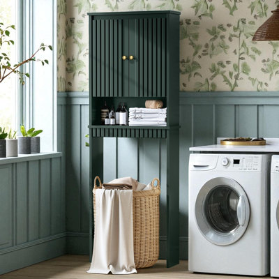 Over The Toilet Storage Cabinet,  Over Toilet Organizer with Fluted Doors Bathroom Organizers and Storage Above Toilet Storage Cabinet