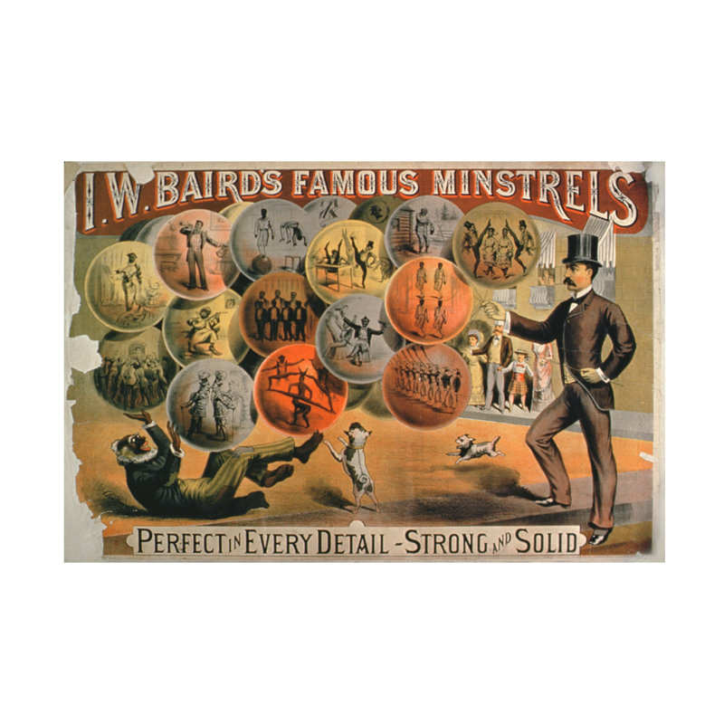 Affiche de l'école américaine W. Bairds Famous Minstrels, art sur toile, H 12 po x l 19 po