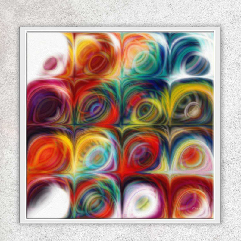 Circles and Squares 44 - Impression d'art graphique, H 39,5 po x l 39,5 po x P 2 po, Cadre flottant blanc