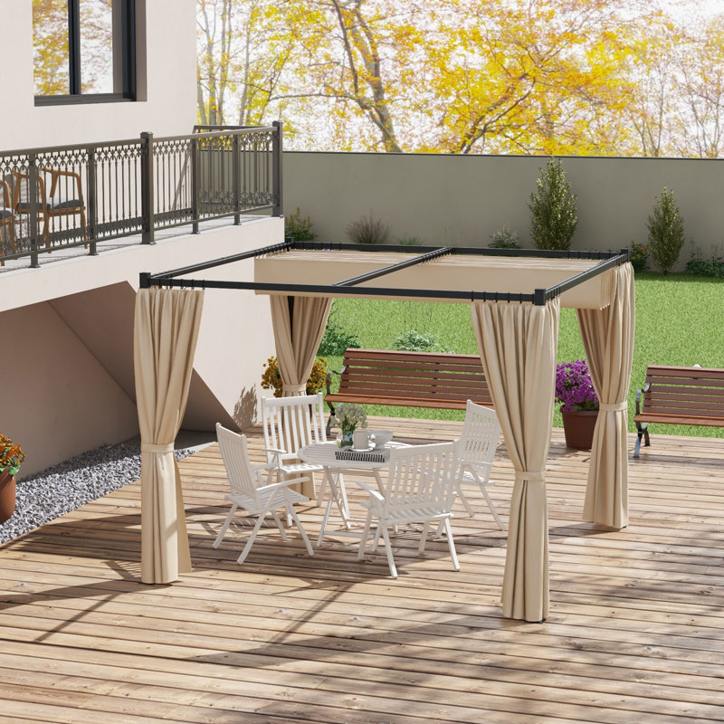 Altamahaw 3m x 3m Metal Pergola, Beige