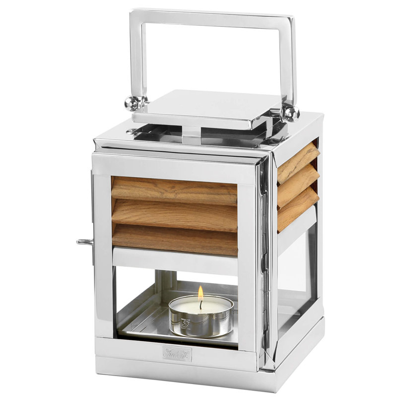25cm Stainless Steel Tabletop Lantern, 25cm H x 18cm W x 18cm D