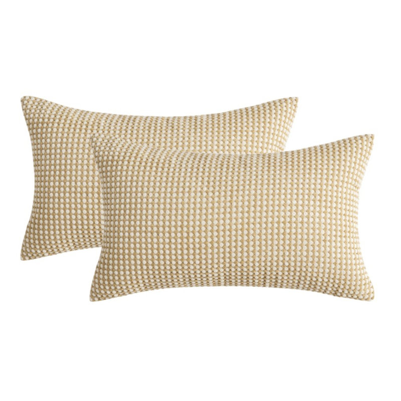 Ensemble de 2 housses de coussin en velours côtelé deux tons, Crème, crème, Avec inserts
