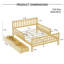 Lit plateforme en bois avec garde-corps et deux tiroirs de rangement-748375395