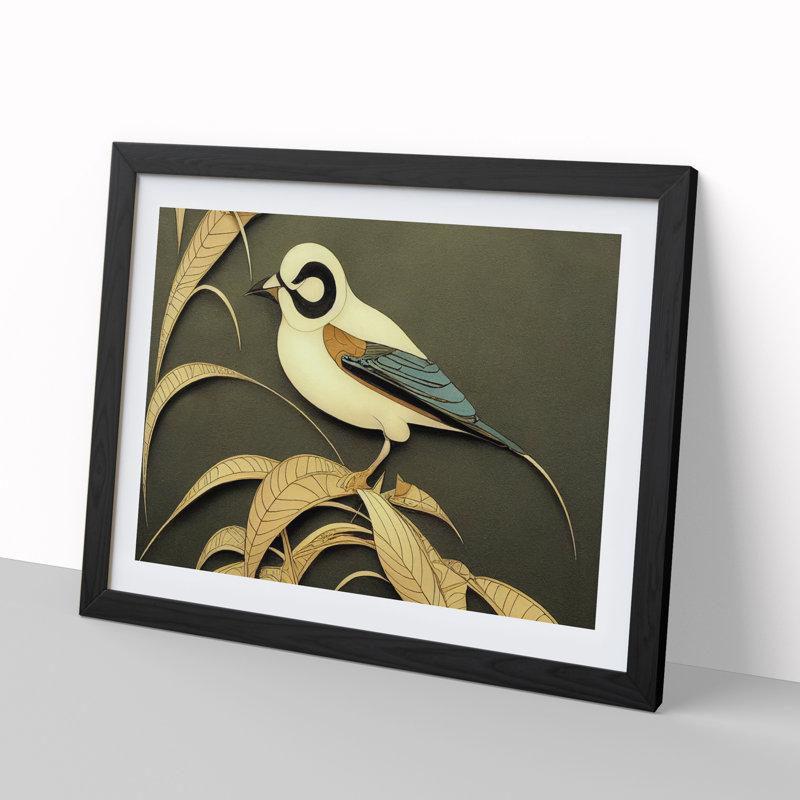 Evocative Bird Deco - Framed Print, Black, 46cm H x 64cm W x 2cm D