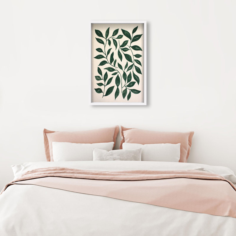 Oliver Gal Leaf Linen I Floral and Botanical - Luxury Shadowbox Framed Wall Art, 25" H x 17" W, White