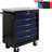 5 Drawers Workshop Tool Cart On Wheels - Black Blue, Strong And , One Side Handle For Easy Movement, Versatile Storage Lockable Cabinet + Construction, 4" , Spacious