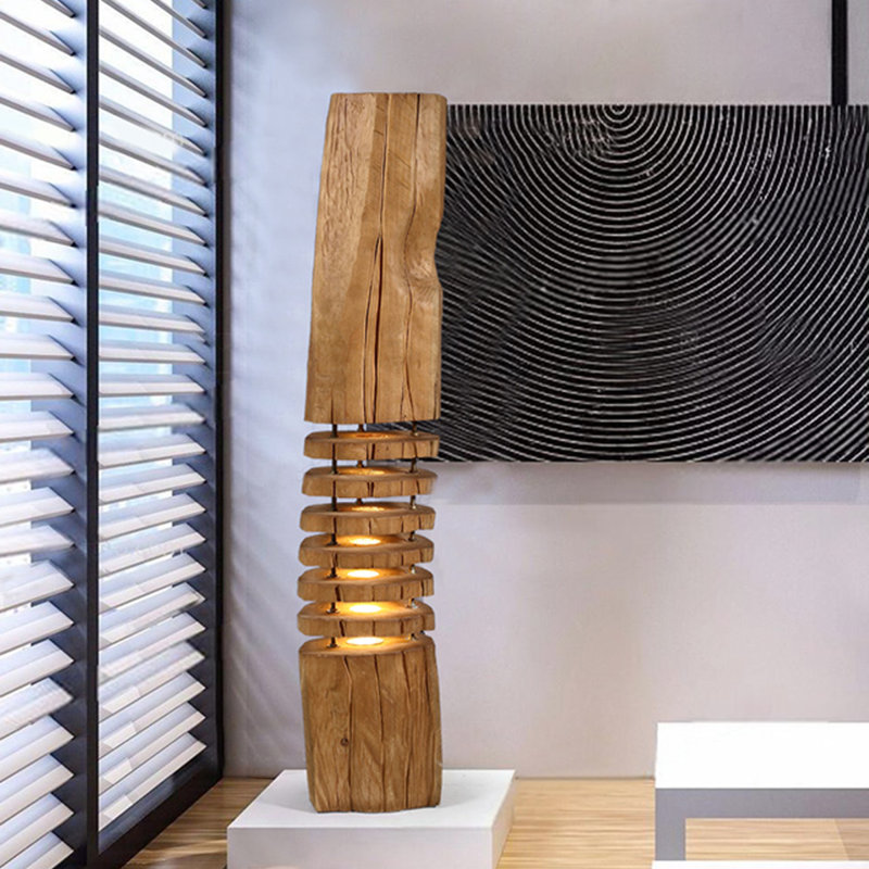 Modern Restaurant Wooden Upright Lamp, 62.99"