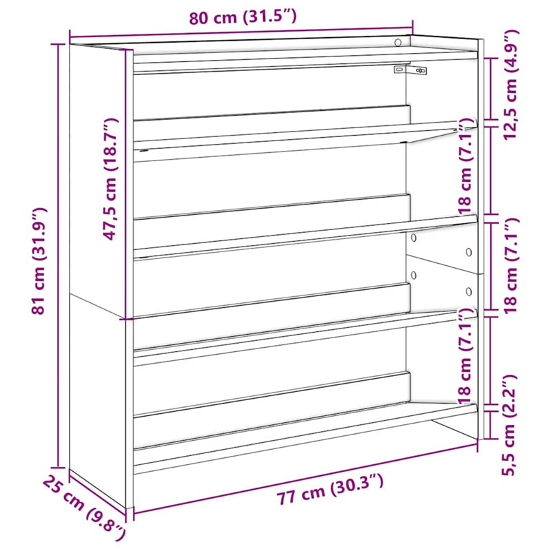 Casidhe Shoe Storage Cabinet, Brown, white and pink