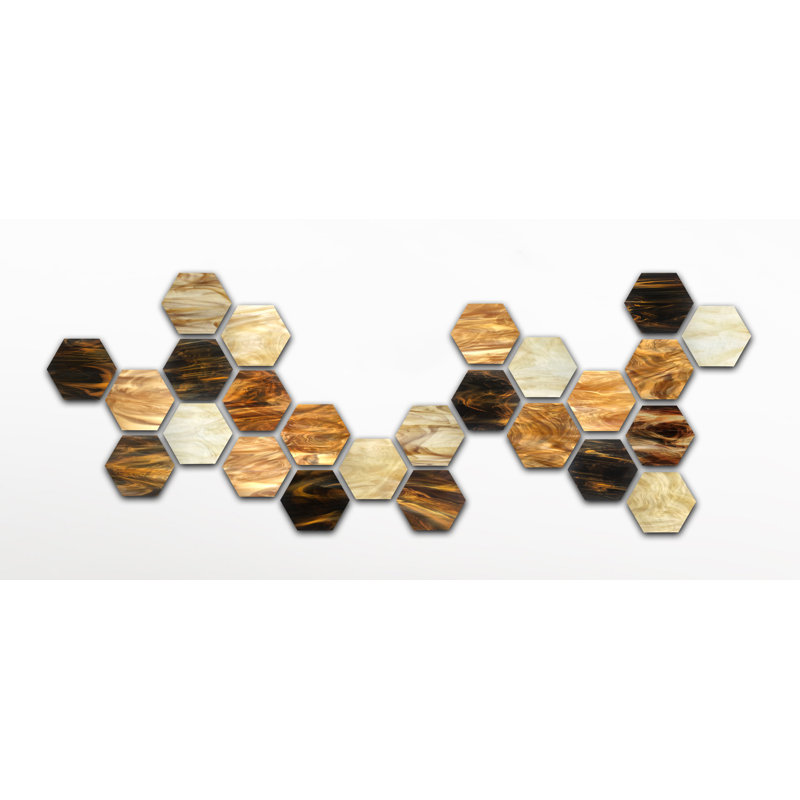 Earth Hex Glass Wall Sculpture, Multi