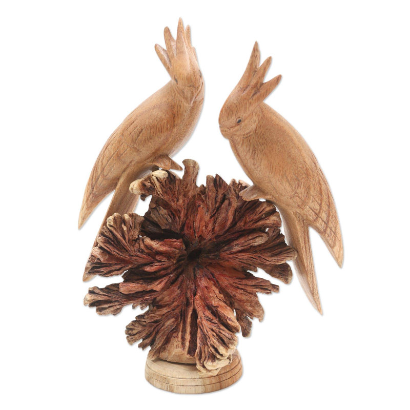 Couple de cacatoès, sculpture sur bois Bay Isle Home ™