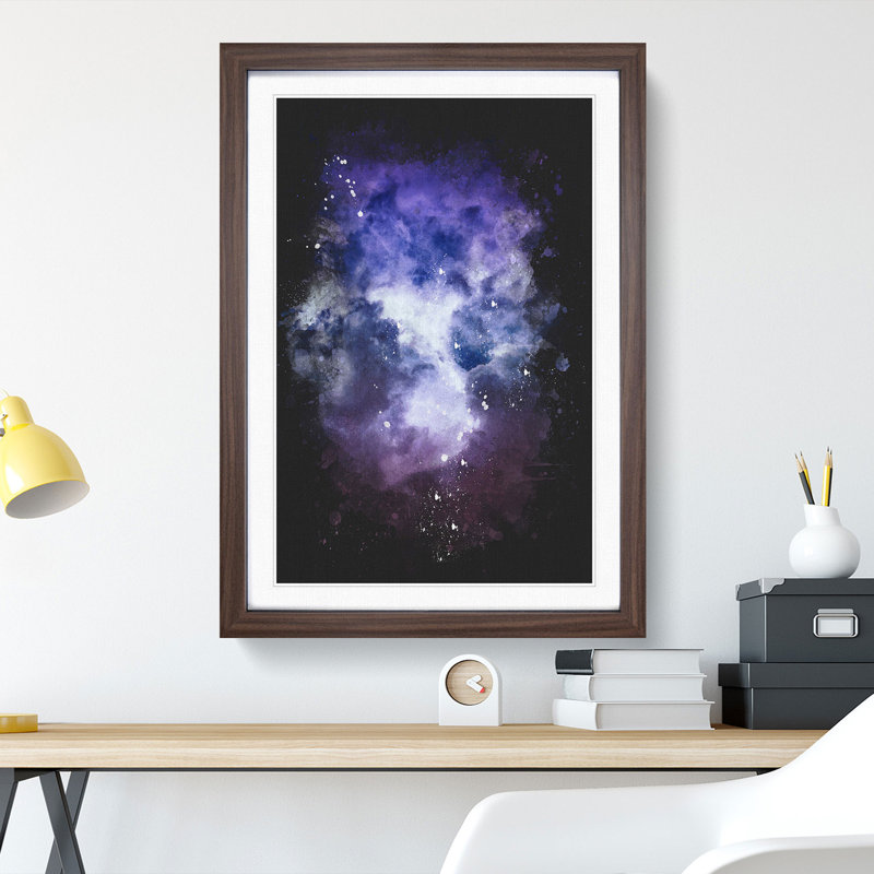 Purple Clouds - Picture Frame Painting Print, 33cm H x 24cm W x 2cm D, Walnut Framed