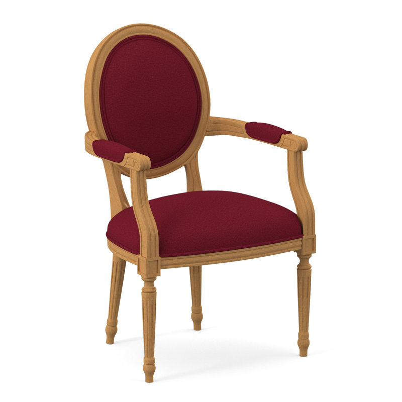 Chaise avec accoudoirs en tissu Dauphin, Ambre, Rouge Margaret