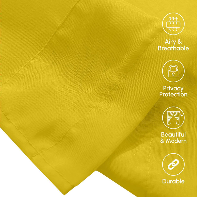 Yaelle Semi Sheer Curtain Pair, 60" W x 84" L, Neon Yellow