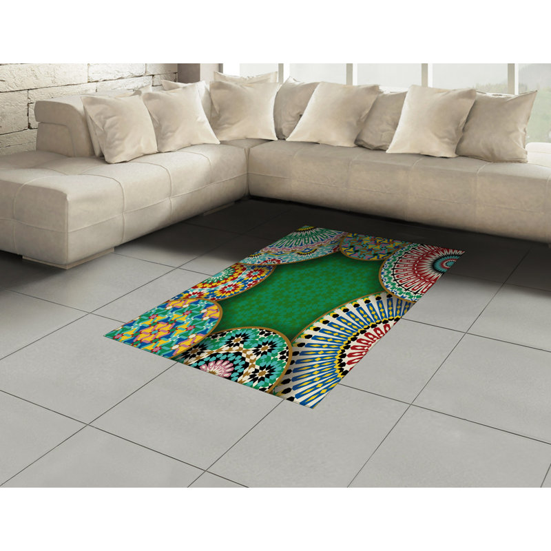 Moroccan Retro High Density Long Fiber Poly Threads Decorative Area Rug Carpet, Rectangle 4' x 5'8"