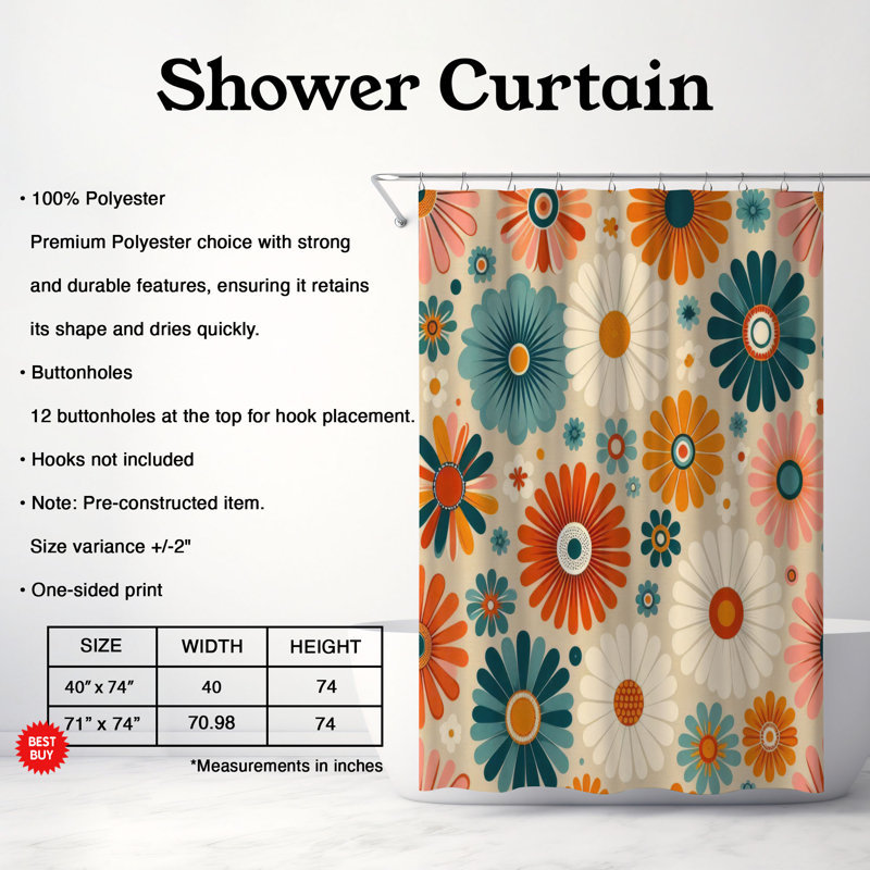 Retro Classroom Charm - 1 Piece Standard Shower Curtain, 74"H x 71"W