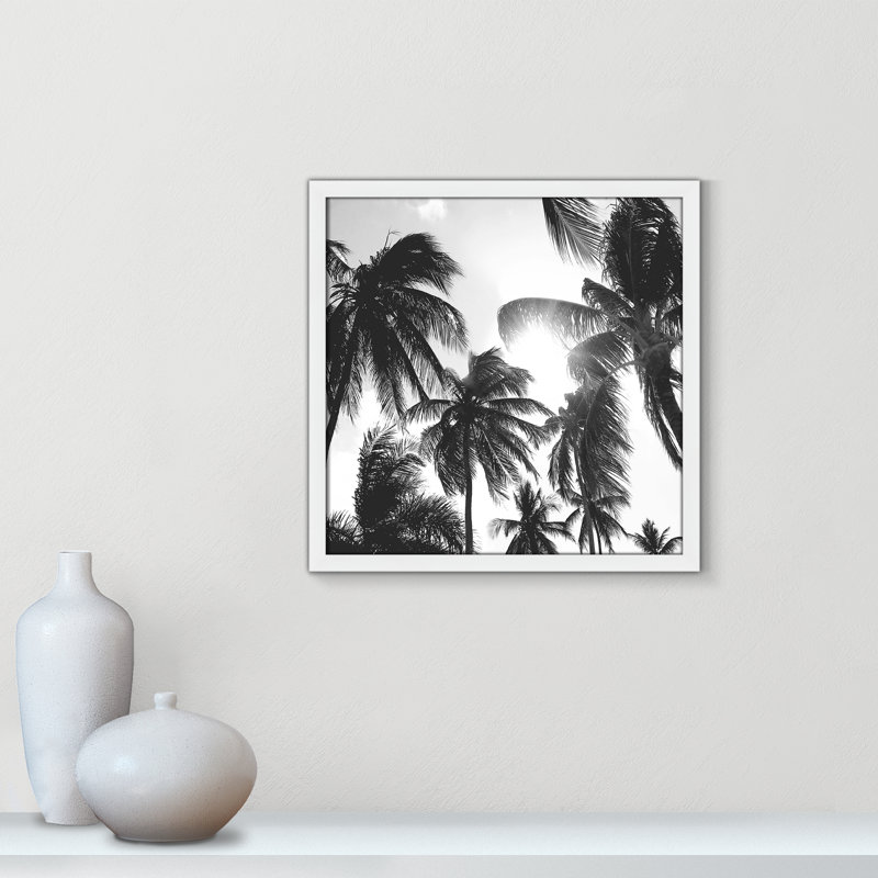 " Caribbean Palms ", 17" W x 17" H, White Framed