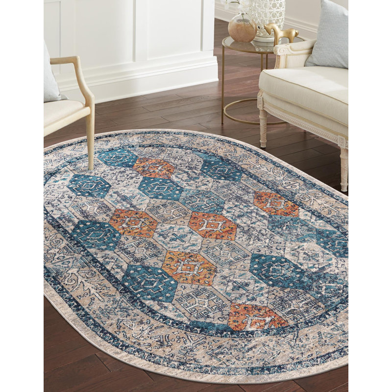 Akira Geometric Indoor Rug, Oval 3'11" x 5'11"
