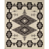 Mesa Hand Knotted Wool Southwestern Area Rug in Ivory/Ebony/Heathered Gray/Charcoal Gray
