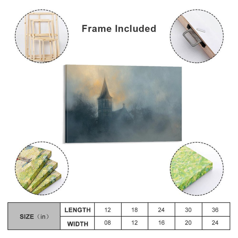 Art mural sur toile 8 "x 12" avec cadre en bois, prêt à être accroché, 08×12inch