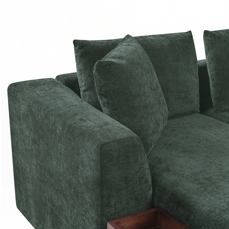 Sectional L-Shaped Sofa Upholstered Sofa Couch, Green