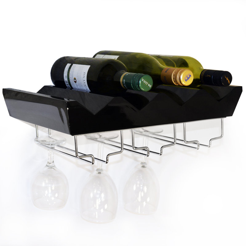 Wall Mounted Wine Bottle Rack, Black