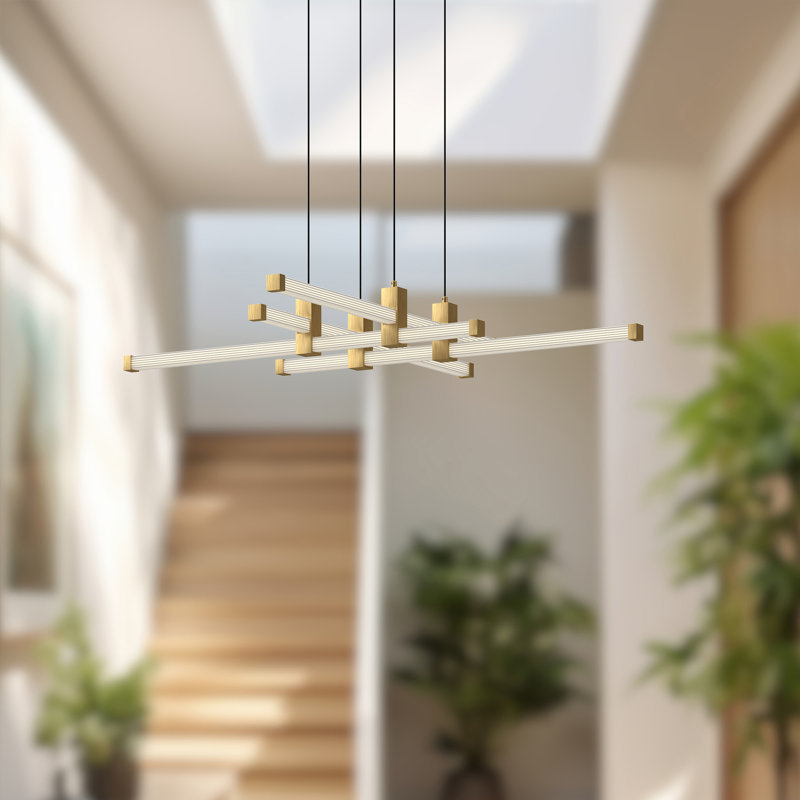 Blade 4 - Light LED Chandelier, Brushed Gold