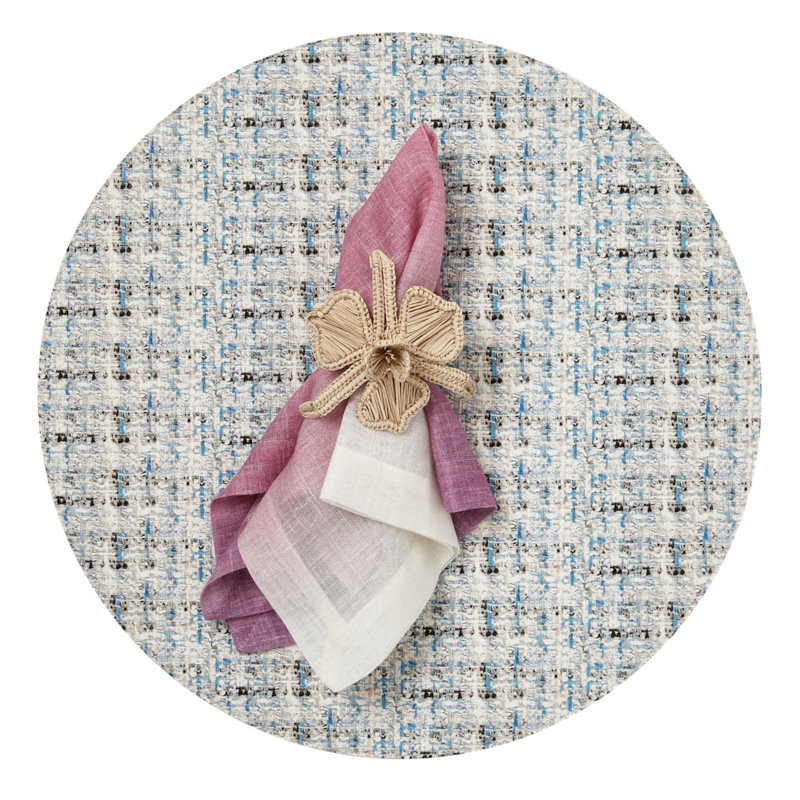 Coquette 100% Phthalate-free Vinyl No Pattern Round Placemat, Purple/Blue
