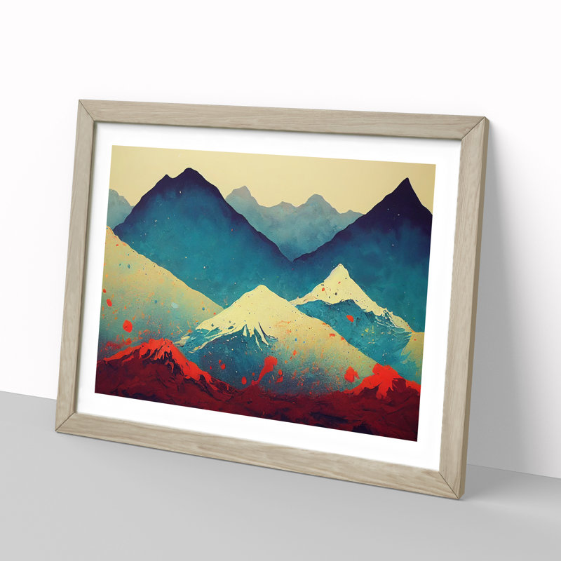 Splendid Painted Mountains - Framed Print, 34cm H x 46cm W x 2cm D, Oak