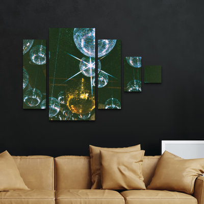 Ensemble de 5 panneaux muraux - Samantha Hearn «Ultimate Disco», art mural sur toile pour le salon, la chambre à coucher ou le bureau 