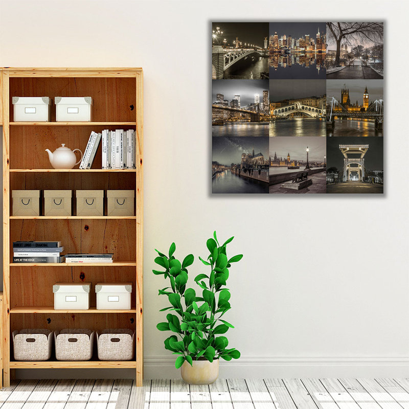 Collage of Dark City - reproduction d'art sur toile, H 16 po x l 16 po