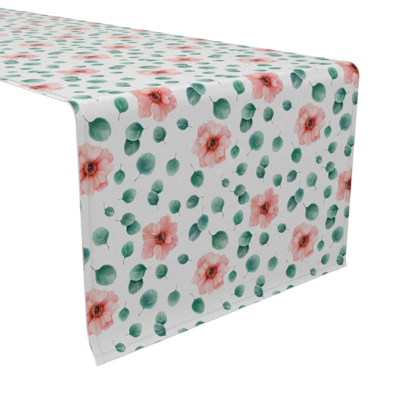 Rectangular Floral Cotton Twill Table Runner