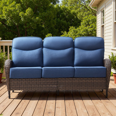Canapé d'extérieur en osier avec coussin épais de 6 po Alakai