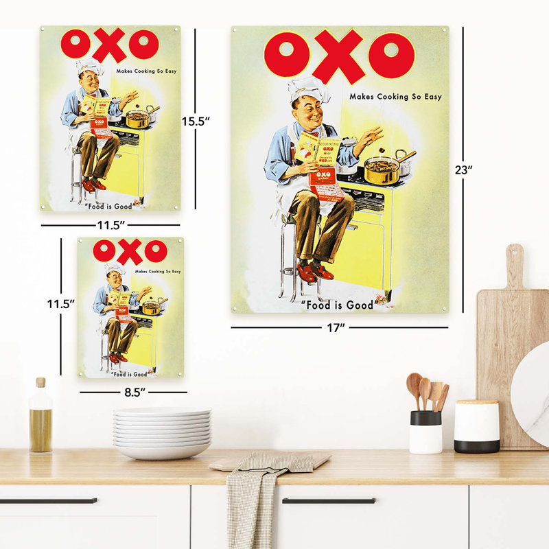 OXO rétro, cuisson sur impression métallique, H 23,2 po x l 17,2 po x P 0,04 po