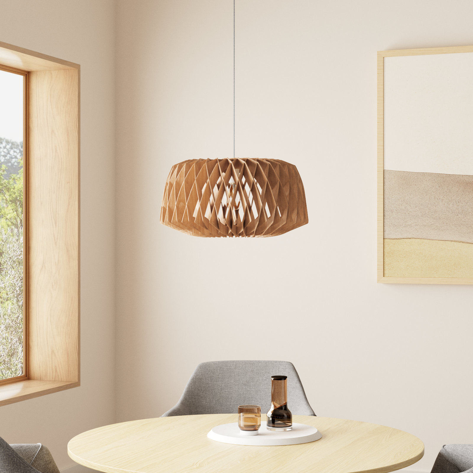 Gwyn Single Light Wood Dimmable Pendant
