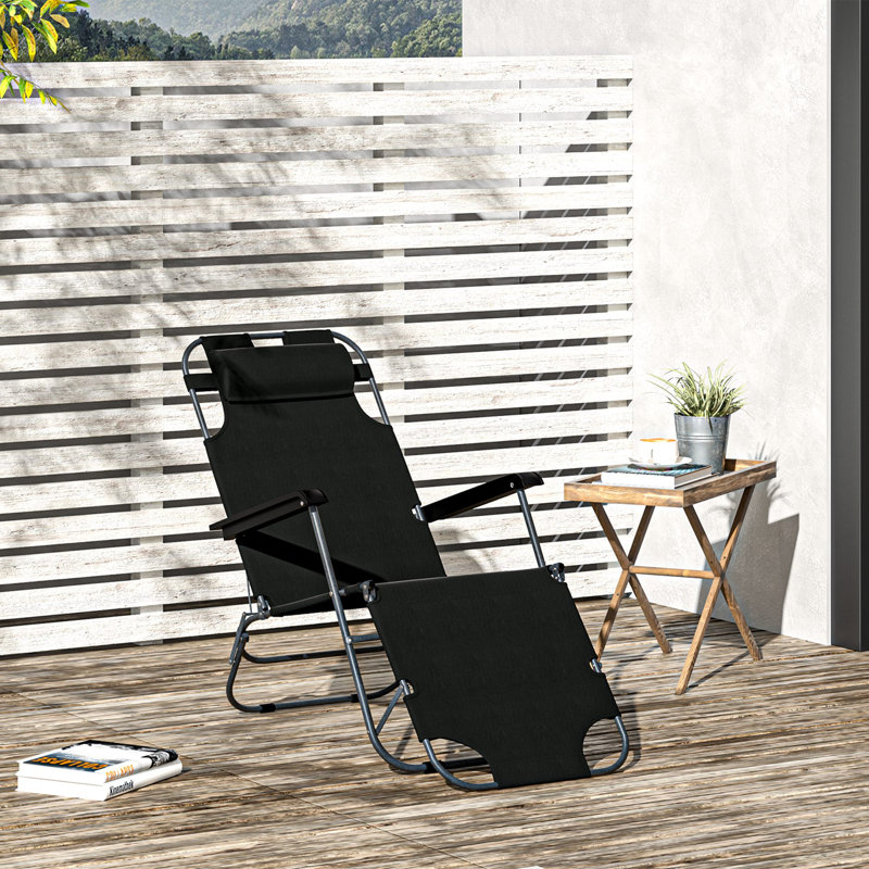 135cm Long Reclining Single Chaise with Cushions, Black