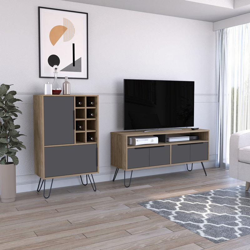 Palasota Unfinished Entertainment Unit for TVs up to 55" with Fireplace Included