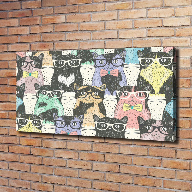 Cats With Glasses - Wrapped Canvas Print