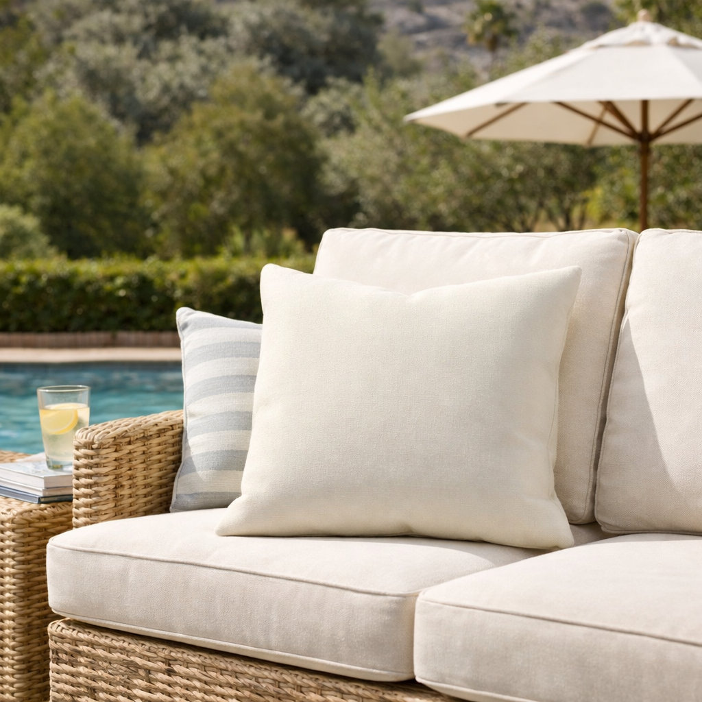 Sunbrella® Throw Pillow, Square 18", Canvas Natural Sunbrella® Canvas