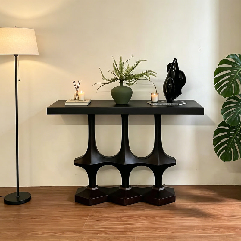 Console Mid-Century en bois massif, H 35,4 po x l 39,4 po x P 15,7 po