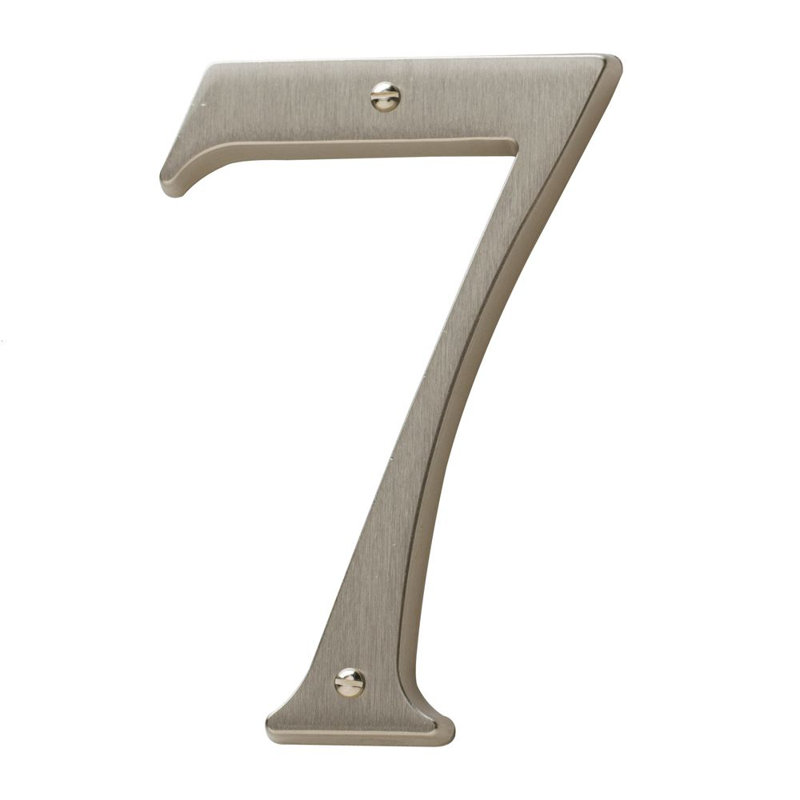 4.75" H Brass House Number, 7, Polished Chrome