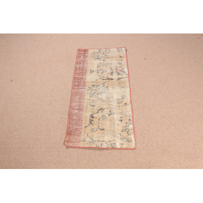 Vintage Turkish Rug Ideal For Entry Spaces Offering A Classic Beige Oushak Design