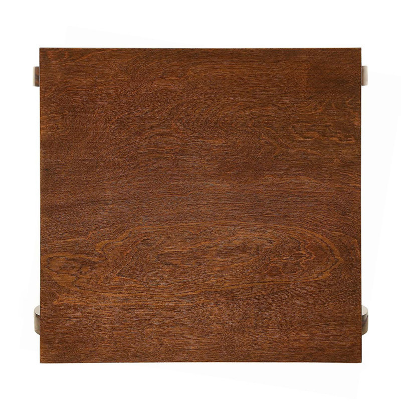 Table de bout carrée avec 2 tablettes, Noyer