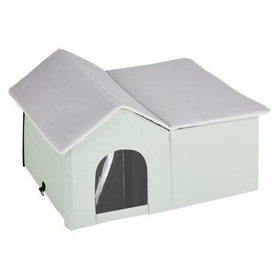 Large Heated Cat House Foldable With Pad - 18W Waterproof Heating Pad, 20C Temperature Increase, Power Failure Protection, Intelligent Thermostat, Aluminum And Pearl Cotton Insulation, Blanket For