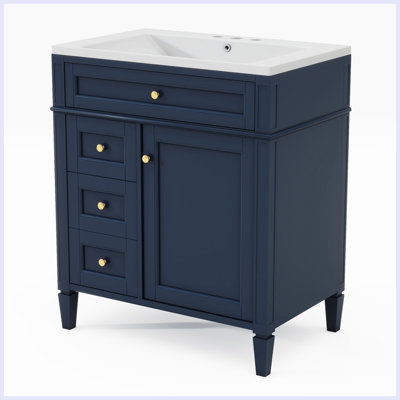 Modern Bathroom Vanity with Top Sink and 2 Drawers
