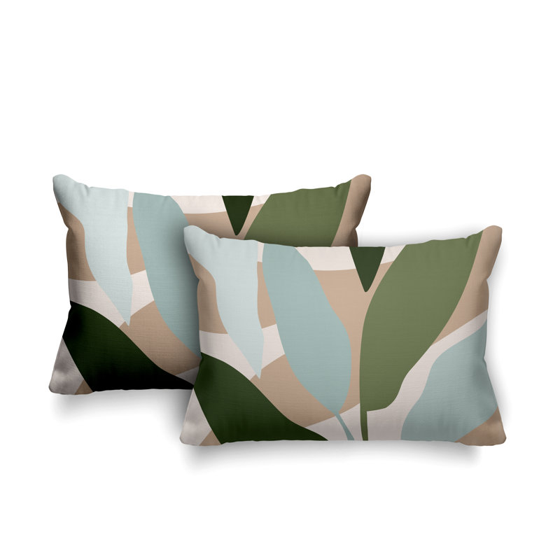 Housse et insert de coussin rectangulaire en polyester pour l'intérieur et l'extérieur, Gris / Beige