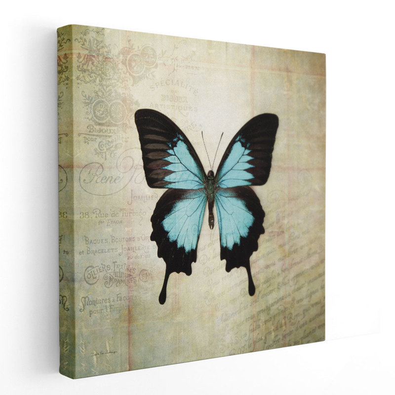 «French Butterfly III», reproduction d'art sur toile, H 12 po x l 12 po
