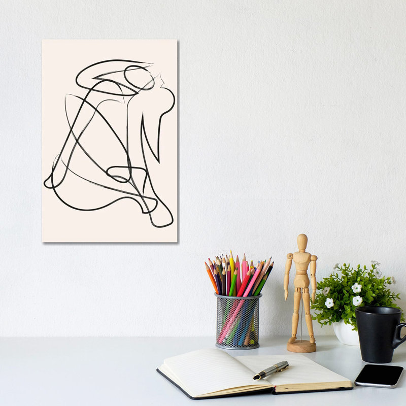 Deconstructed Lines Figure Natural - Wrapped Canvas Print, 20.32 cm H x 30.48 cm W