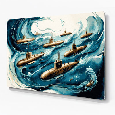 Nautical Submarines Gray Metal Wall Art