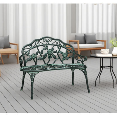 Banc d'extérieur durable en fonte d'aluminium avec dossier ergonomique et accoudoirs